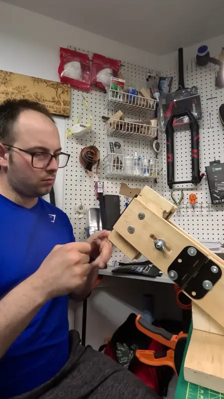 Working the jig — Rogue Artisan leather workshop, East Vancouver