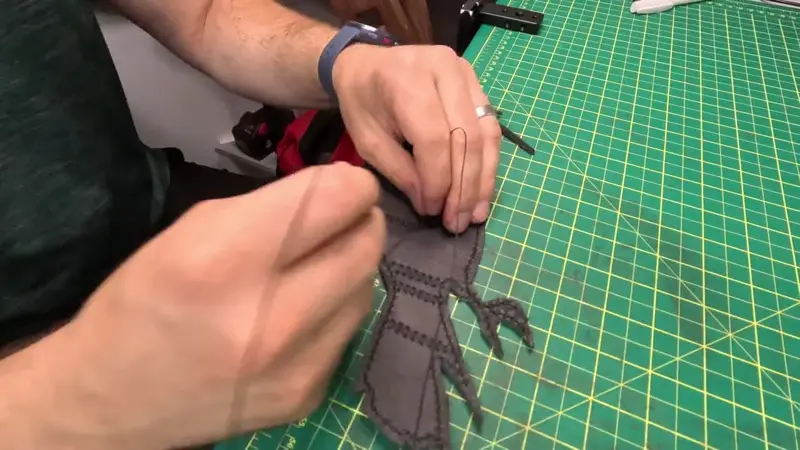Saddle stitching by hand — Rogue Artisan leather workshop, East Vancouver