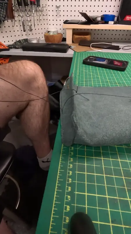 A pouch coming together — Rogue Artisan leather workshop, East Vancouver