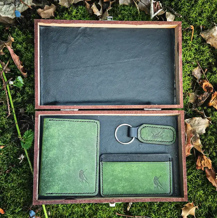 A boxed commission — long wallet, card holder and key fob — Rogue Artisan, East Vancouver