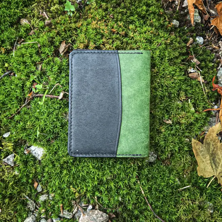 Black and green two-tone card holder — Rogue Artisan, East Vancouver